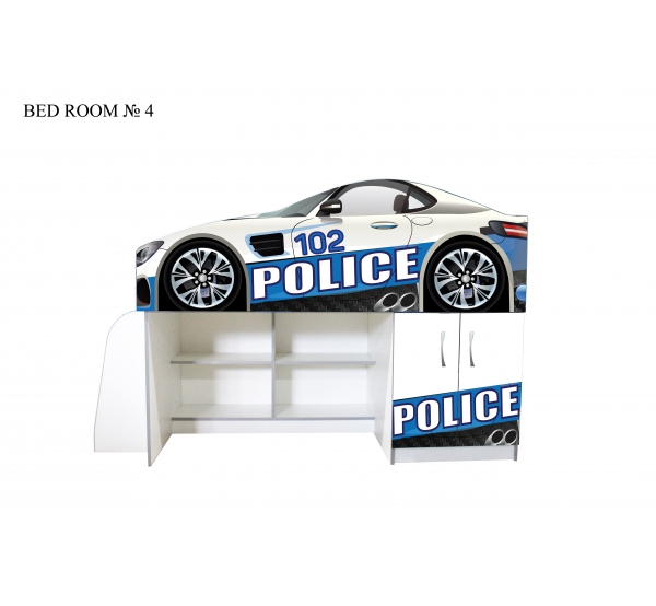 Кровать-чердак машинка Police, Viorina-Deko